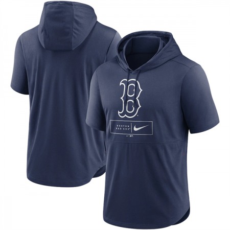 Men's Boston Red Sox Navy Short Sleeve Pullover Hoodie 11R4