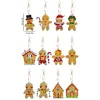 12pcs Christmas Gingerbread Man Diamond Painting Double Sided Keychains
