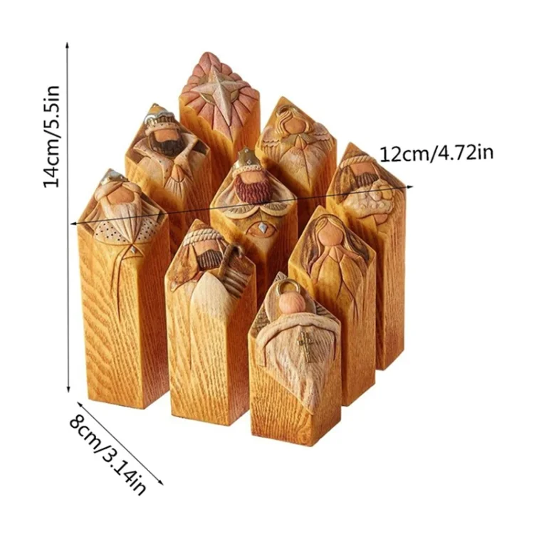 Heaven Nativity Tree Pillar Statues 9 Pcs Set