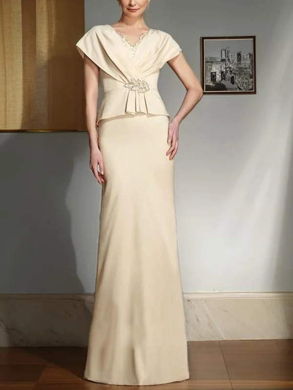 V-neck Solid Color Maxi Dress