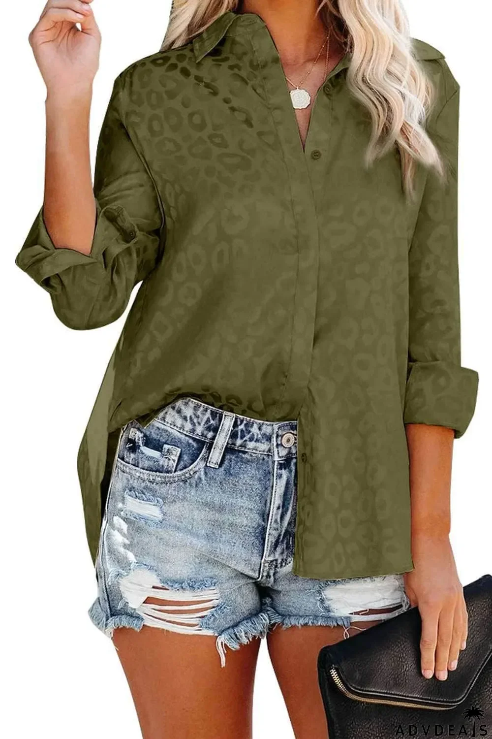 Embossed Button Shirt For Women