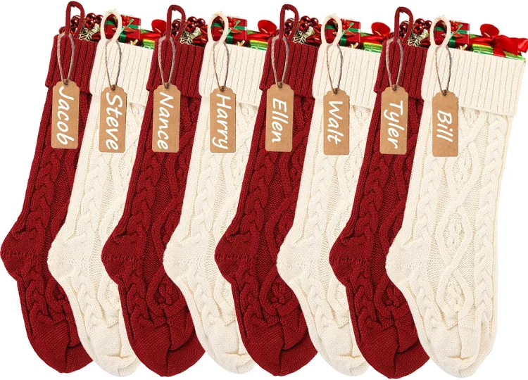 🔥kukelife🔥Christmas Stockings 8pcs Red, Green, Ivory, Khaki Christmas Decorations Decor for Christmas