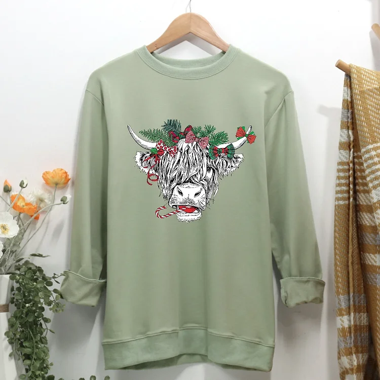 Christmas Cows Women Casual Sweatshirt-Annaletters