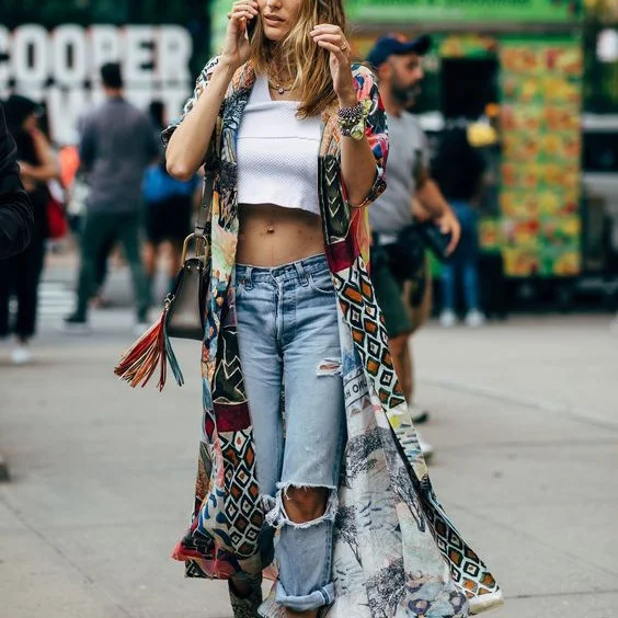 Brownm Brownm Coat Women's Smock Chiffon Print Holiday Sunscreen Beach Coat Long Cardigan