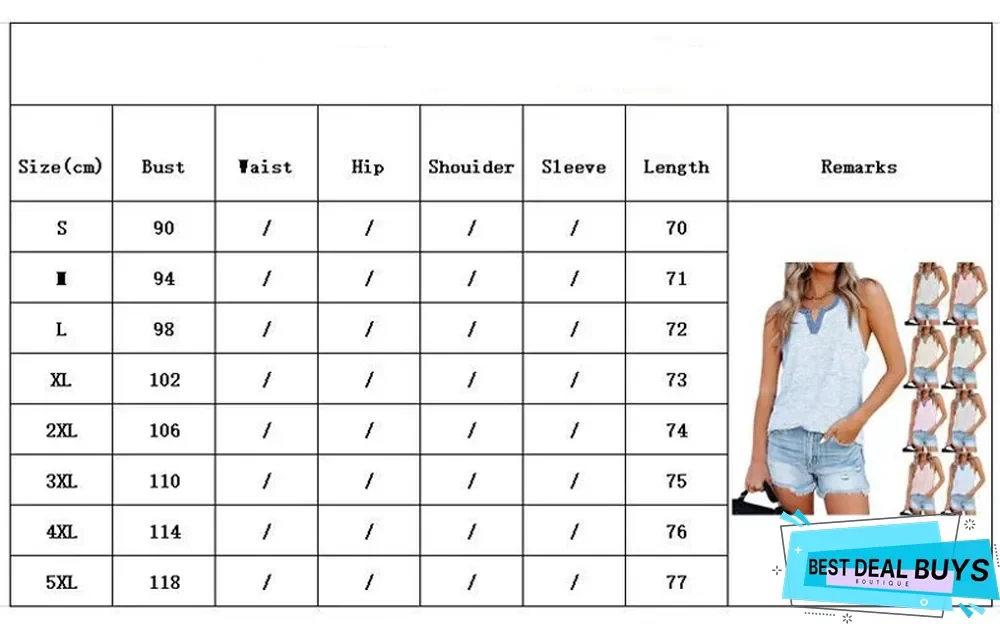 New Loose Casual Print Pocket Button Vest T-Shirt Women