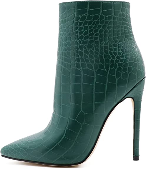 120mm Women's Ankle Boots Closed Pointed Toe Stilettos Autumn Dress Booties-MERUMOTE