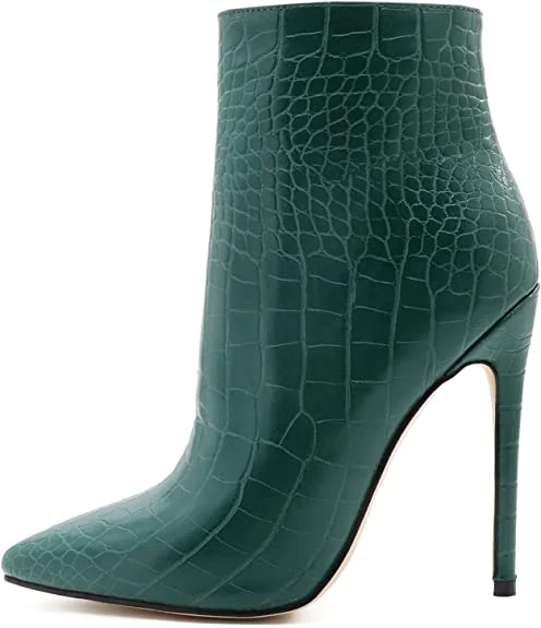 120mm Women's Ankle Boots Closed Pointed Toe Stilettos Autumn Dress Booties-MERUMOTE