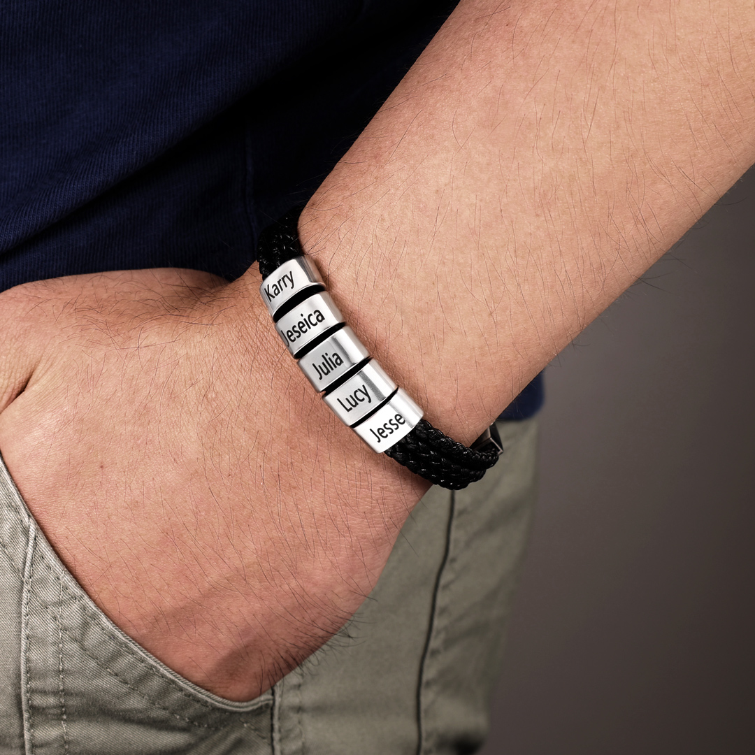 Personalised 1 Photo & 1 Letter & 6 Names Gift Set Custom Wallet & Bracelet & Pen Gift Box Set Father’s Day Gifts-Jessemade AU