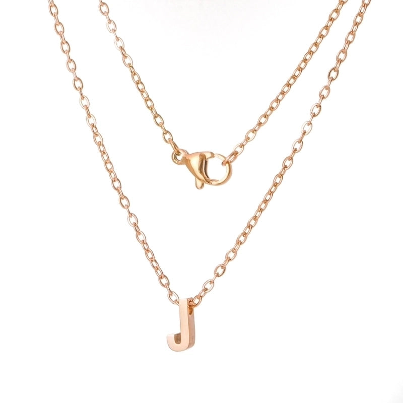 Stainless Steel Rose Gold Plated Minimalist Letter None Pendant Necklace
