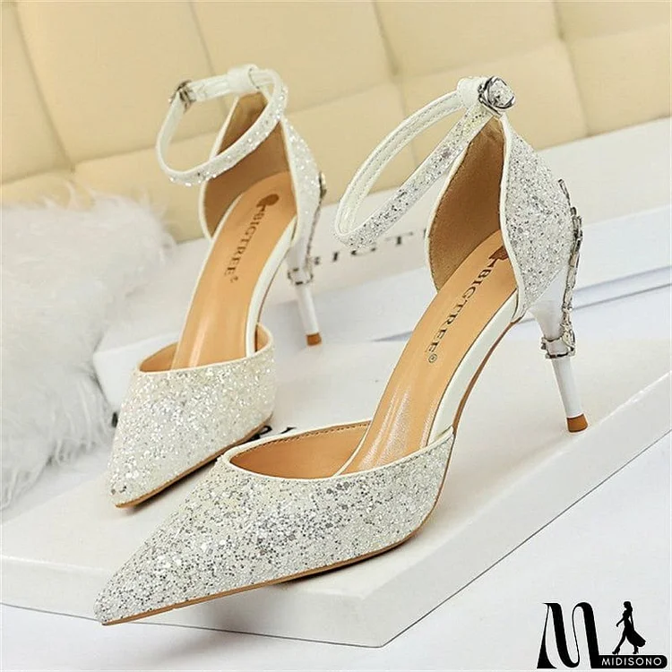 New Fashion Sequins Design Buckle Sparkly High Heels