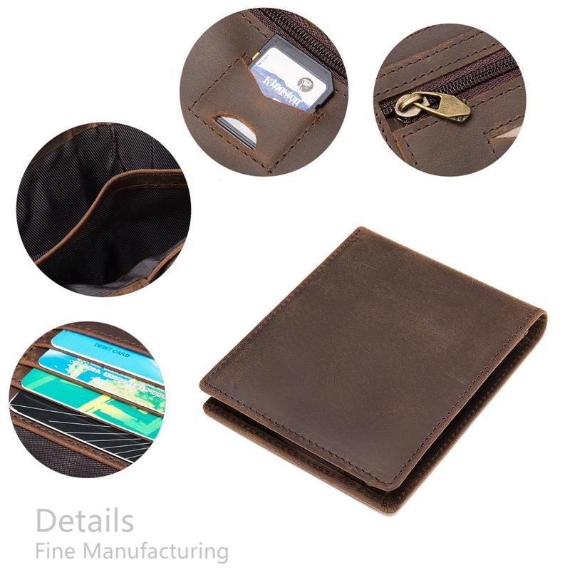 Anti-Scan RFID Design Genuine Leather Currency Pocket Coin Slot Lightweight Mini Wallet