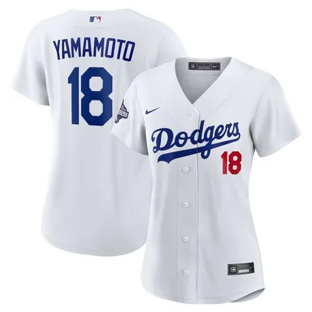 Women's Los Angeles Dodgers #18 Yoshinobu Yamamoto  White 2025 World Series Champions Home Limited Jersey