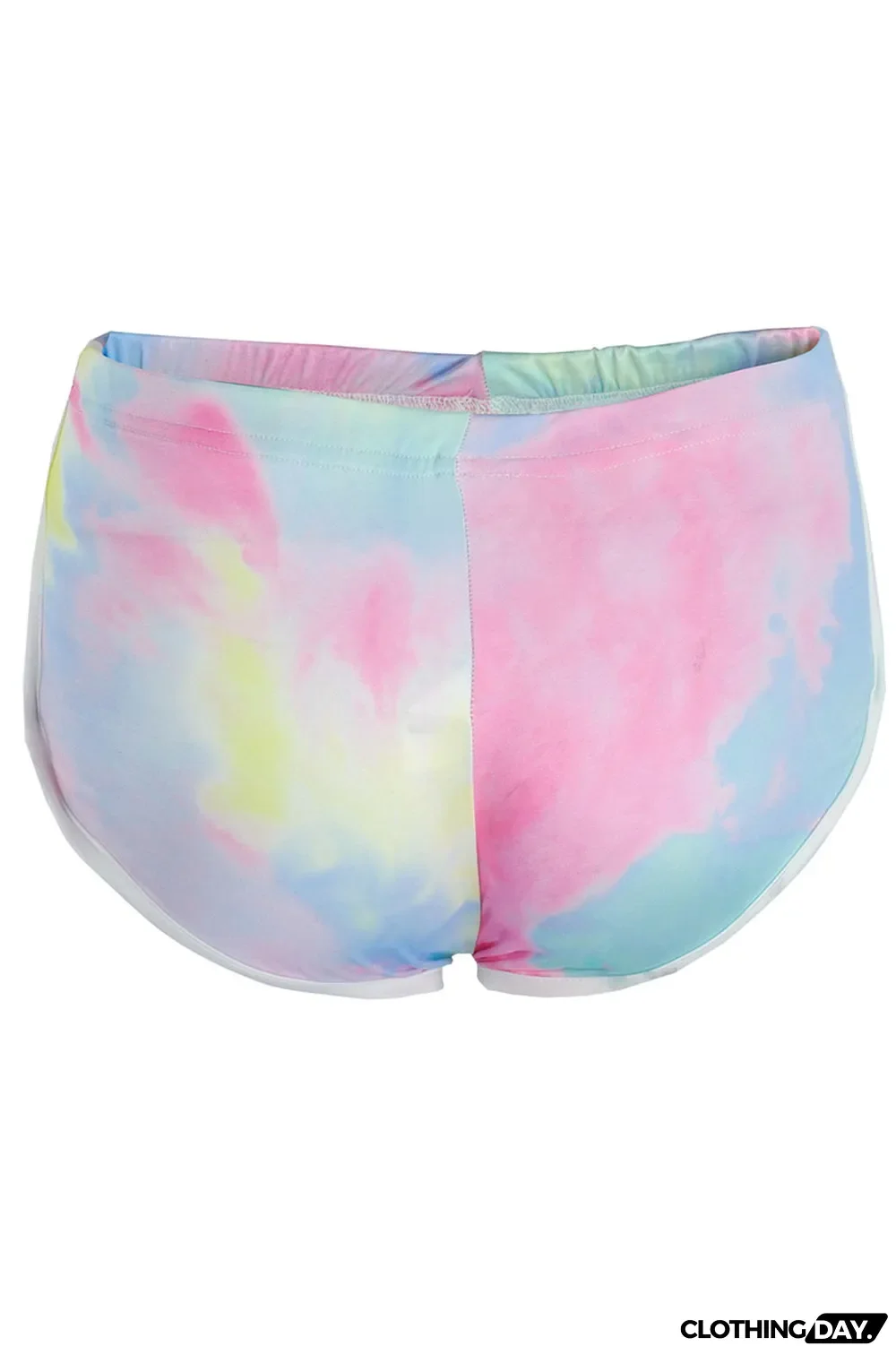 Turquoise Casual Sportswear Print Solid Patchwork Skinny High Waist Short