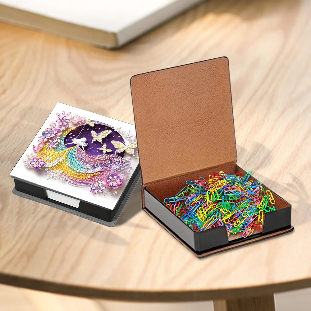 PU Girl Diamond Painting Notecard Box Rhinestones Post It Dispenser