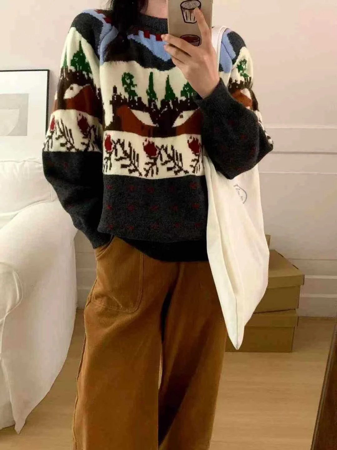 Chicfifth Sweater Women Winter Long Sleeve High Quality Autumn Vintage Top Knitted Cardigan