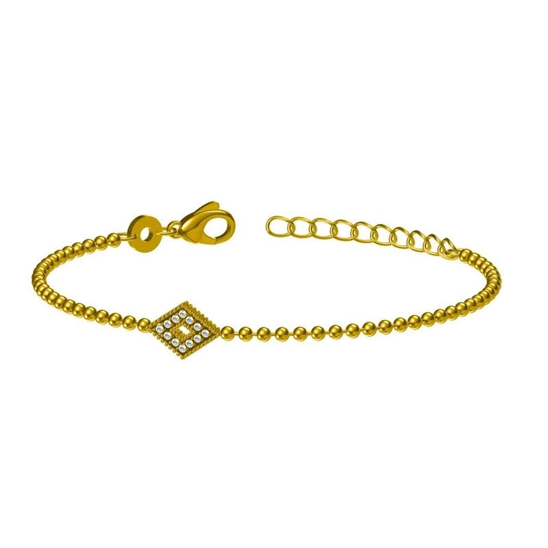 Minimalist Geometric Heart Shape Titanium Steel Zircon Bracelets In Bulk