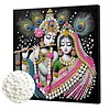 Kits d&rsquo;art DIY pour la peinture de perles en forme de couple de paons indiens avec cadre pour adultes d&eacute;butants, d&eacute;corations murales de perles, peintu
