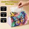 Diamond Art Painting Tissue Box Cover Wear Resist Decorative Paper Napkin Dispenser Multifunction Rhinestone PU Tissue Holder Kit for Adults Home Office Gift (Rainbow Butterfly)