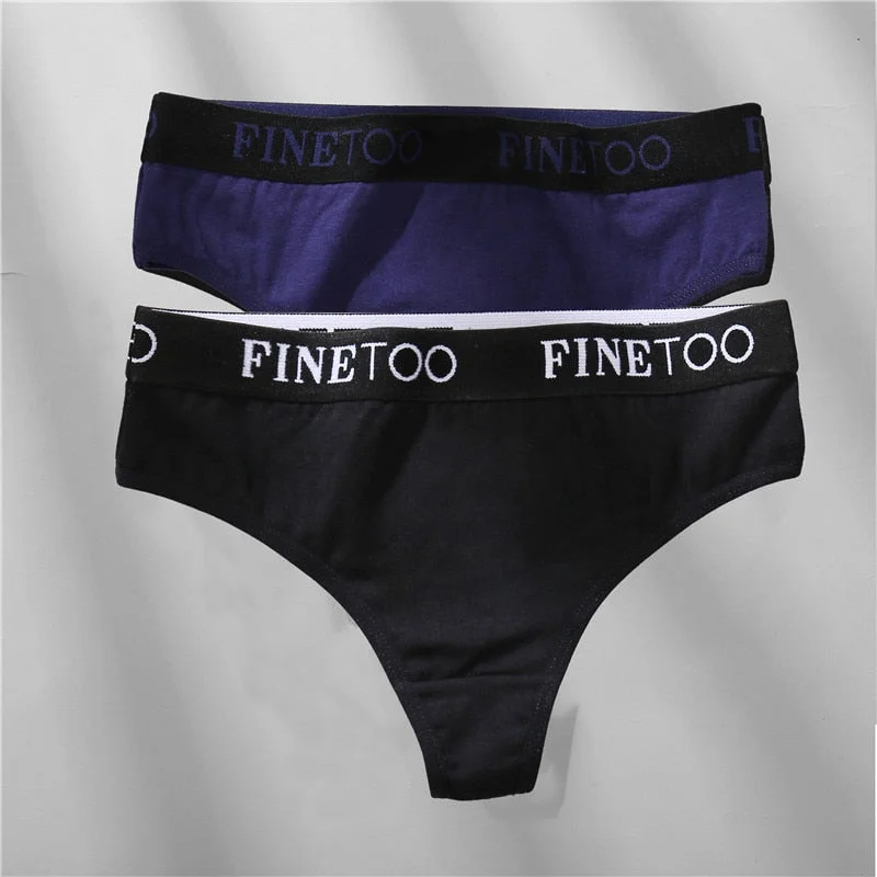 FINETOO 2/3PCS Cotton Sexy Underwear G-string Women M-XL Panties Fashion Letter Waist Femme 2021 Underpant For Woman Thong Girls