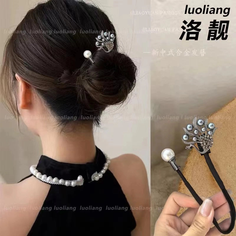 Women’s Minimalist Peacock Feather Flower Alloy Plating Inlay Rhinestones Hair Band