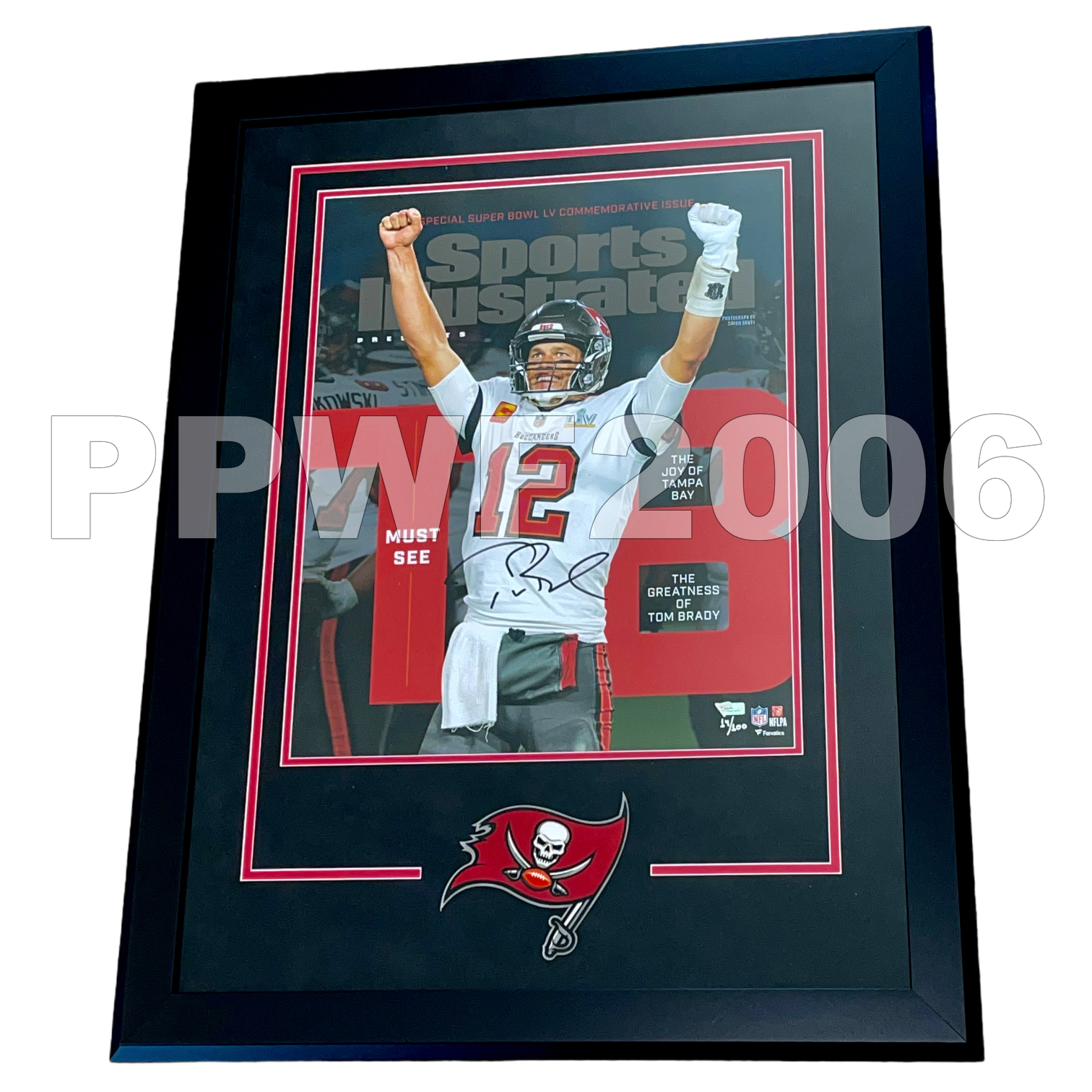 TOM BRADY SIGNED 16X20 Photo Poster painting SPORTS ILLUSTRATED FRAMED FANATICS LOA LIMITED /100