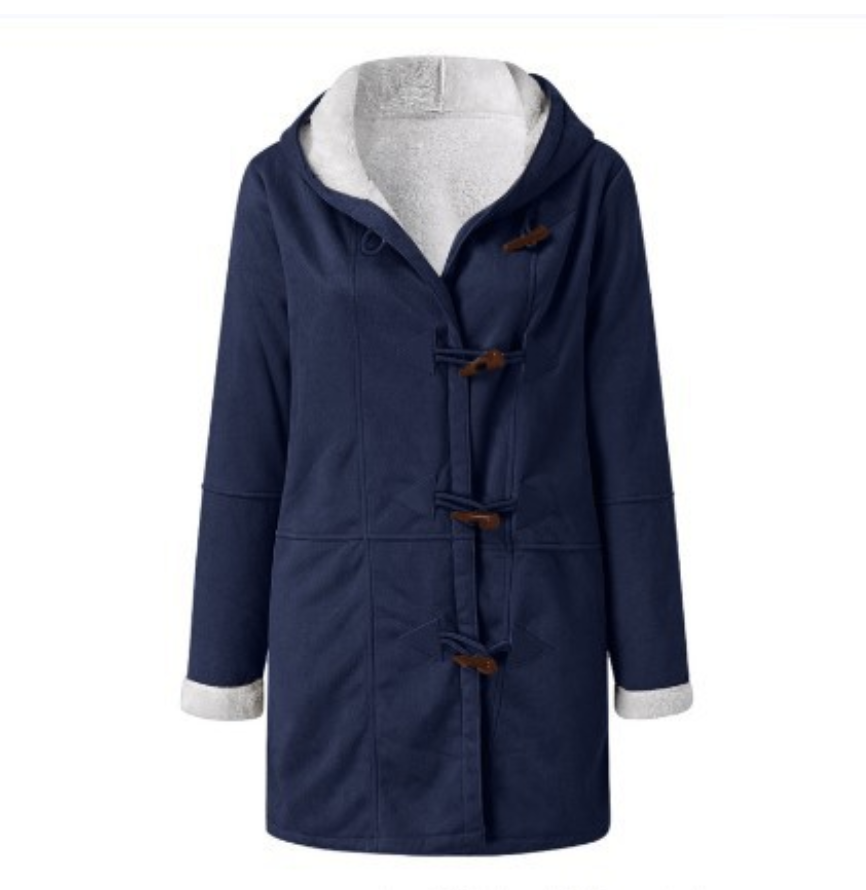  thdmladies Long hooded horn button wool jacket coat thedmladies