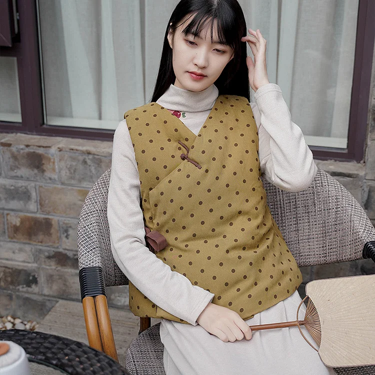 Classic Polka Dot Thickened Cotton Vest - yankia