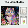 (25x25cm)DIY Pearl Painting Cat Framed Handmade Pearl Material Art Kit Living Room Decor