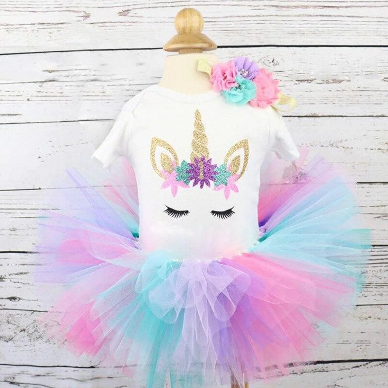 Baby Birthday Dress Unicorn Baby Clothes Christening Gown Dress For Baby Girl Princess Cake Smash Outfit Toddler Clothing Girl