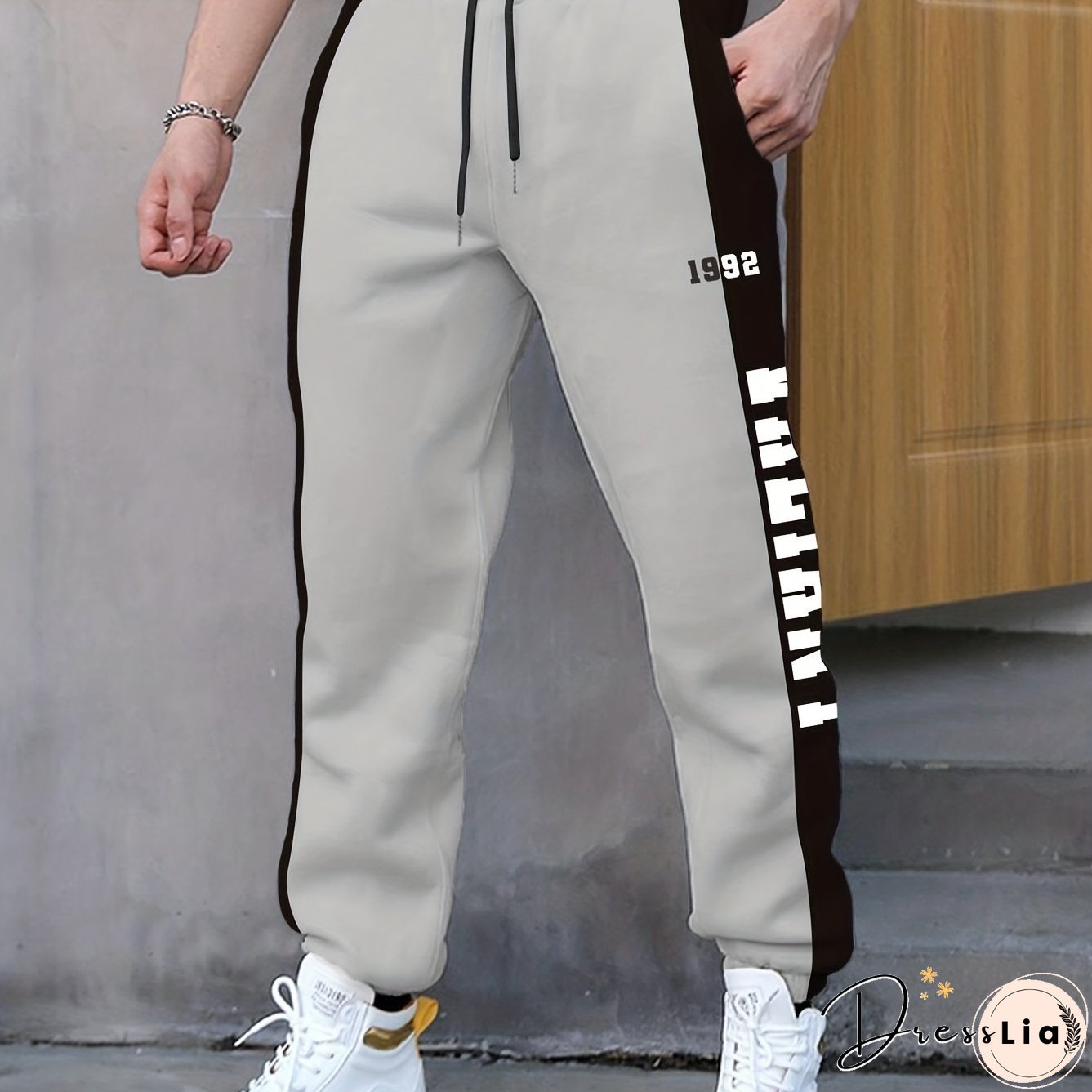 Letter Print Drawstring Sweatpants Loose Fit Pants Men's Casual Joggers For Men Winter Fall Running Jogging