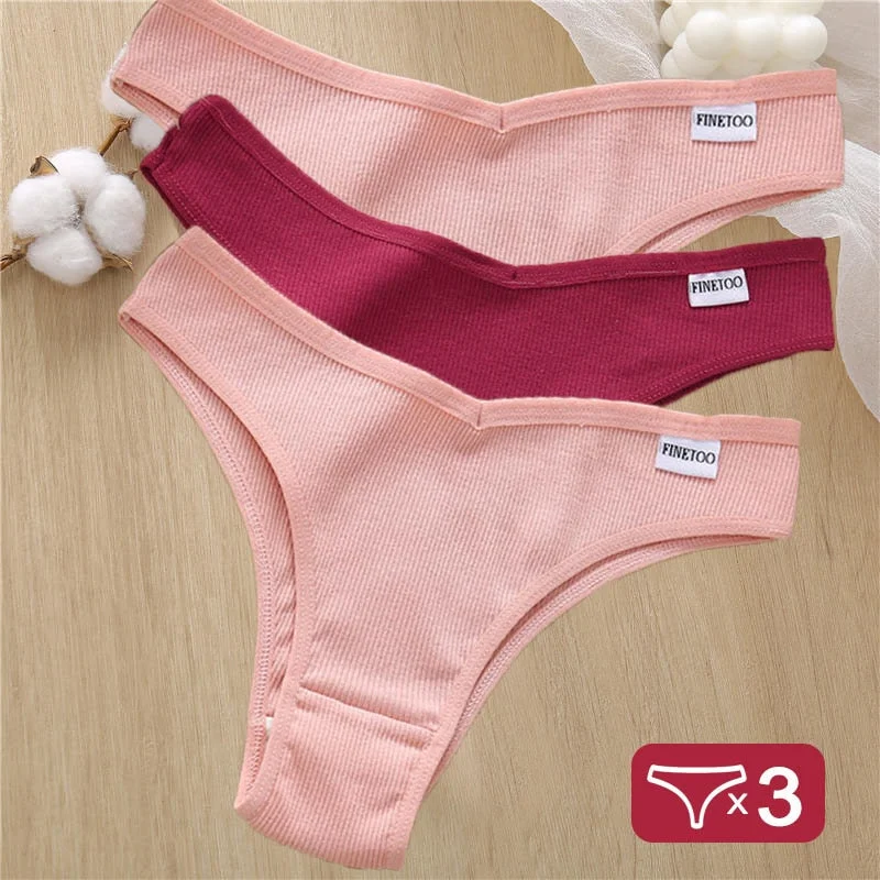 3PCS/Set Cotton Lingerie Panties Sexy Underwear Women Briefs Tangas Female Underpants Pantys Thong Panties Bikini Solid 6 Color
