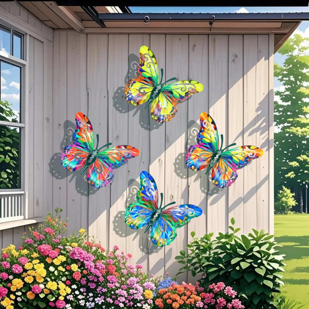 🦋Vibrant Metal Butterfly Wall Art – 4 Color Set