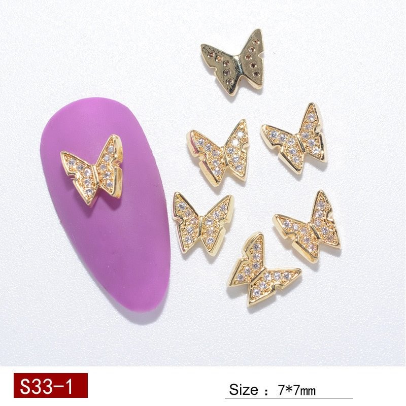 Nail Art Decoration Butterfly Tassel Pendant Chain Designs 5Pcs/Set Exquisite Alloy Zircon Rhinestones Nail Tips Beauty Salons