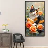 Diamond Painting - Full Round Drill - Cat and Flowers(Canvas|40*70cm)