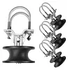 [US Local Warehouse] Pack of 4 Nylon Sliding Gate Rollers w/H-Shaped Wheel Groove Mini Nylon Track Wheel Roller Cantilevered Rail Fence Kit Sliding Hardware Kit for 4in Square Post 2in Fence Frame