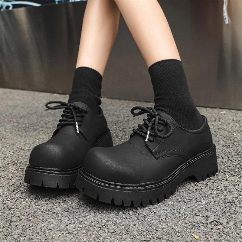 Breakj Breakj Head Derby Shoes Platform Increased Casual Leather Shoes 2023 Autumn And Winter New Daily Commuting Single Shoes 1026-R