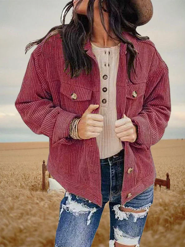 Pure Color Corduroy Coat