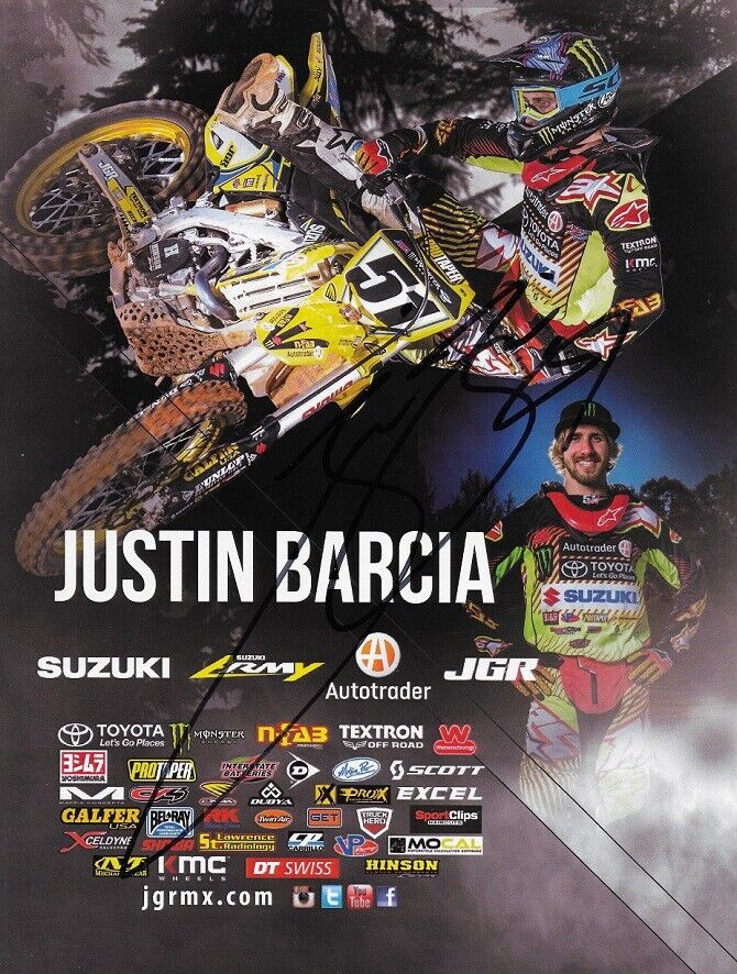 *JUSTIN BARCIA*SIGNED*AUTOGRAPHED*Photo Poster painting*CARD*HONDA*8 X 10.5