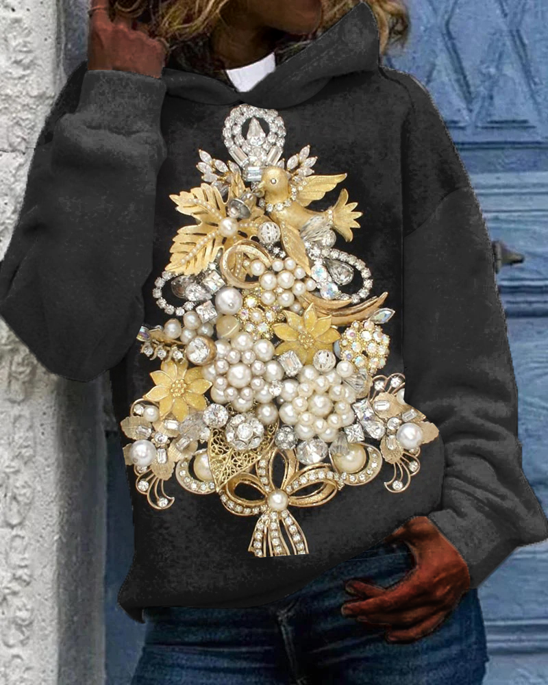 Pearl Christmas Tree Long-sleeved Hoodie