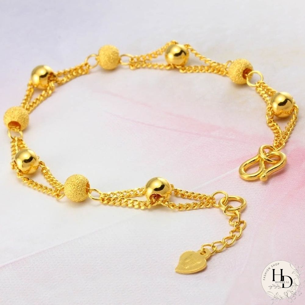24K gold Fashion Bead Bracelet for Women gold color Friendship Bracelets Fine Jewelry