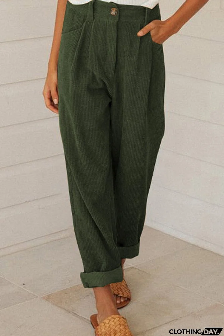 High Waisted Baggy Corduroy Pant