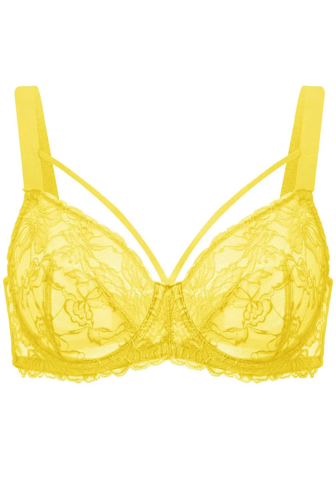 Pretty In Petals Black Unlined Strappy Lace Bra
