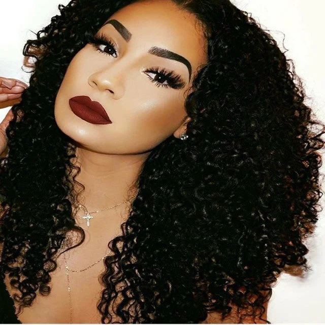 Afro Curl Glueless 13x6 Lace Frontal Wig Deep Hairparting