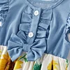 Family Dresses Print Stitching Denim Tank Dress