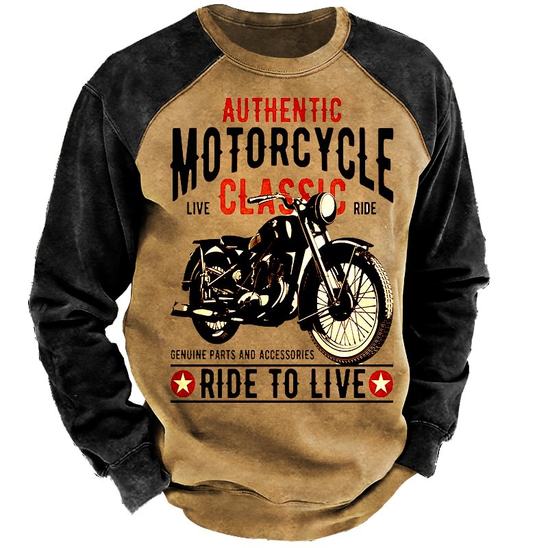 Authentic Motorcycle Live Classlc And Ride To Life Men's Casual Sweatshirt-Compassnice®