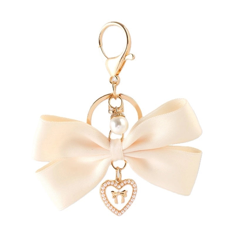 Sweet Heart Shape Bow Knot Alloy Cloth Bag Pendant Keychain