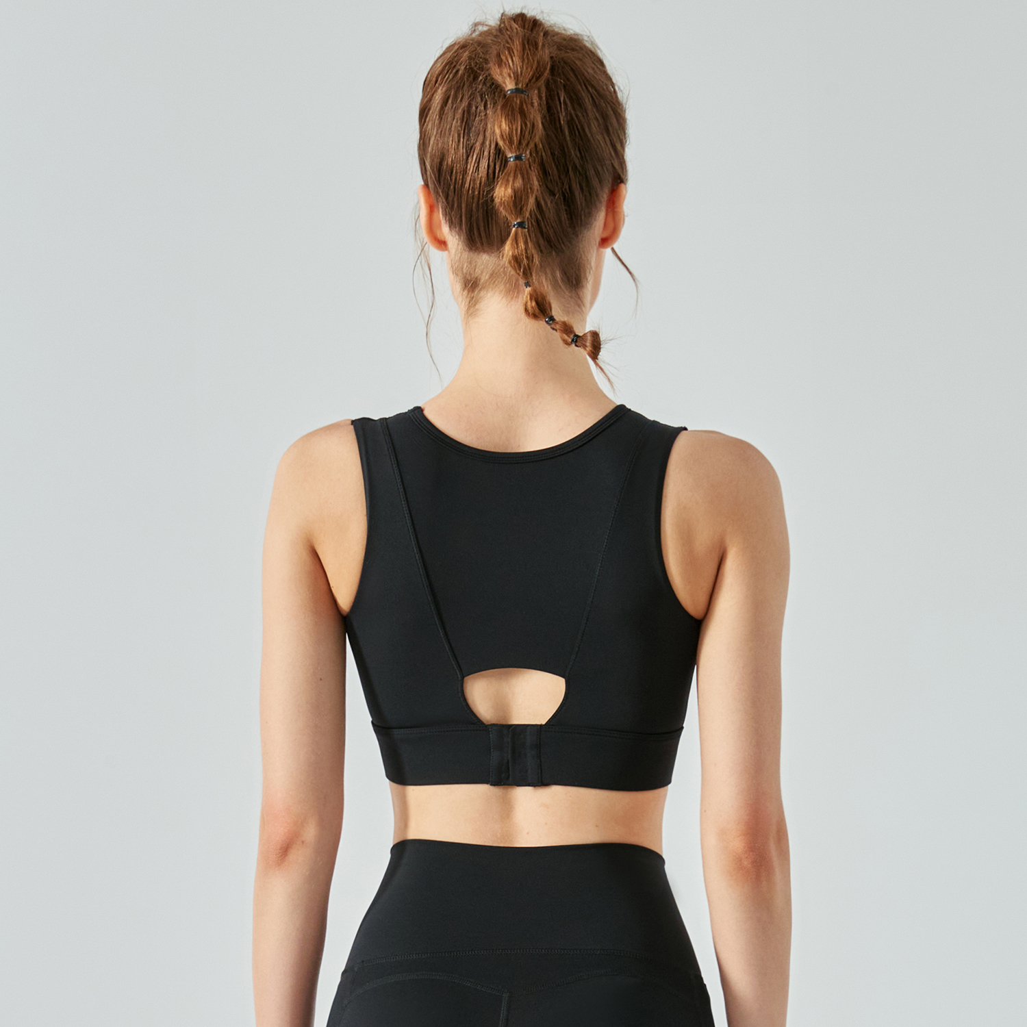 Buy Hergymclothing Black fake 2 pieces vision high impact shock absorber compression running sports vest bra for yoga & working out online
