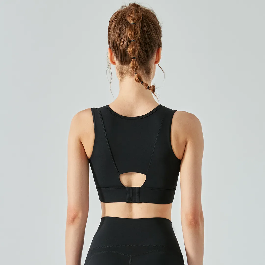 Buy Hergymclothing Black fake 2 pieces vision high impact shock absorber compression running sports vest bra for yoga & working out online