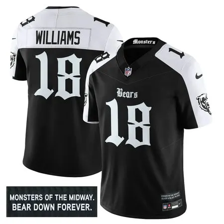 Men's Chicago Bears #18 Caleb Williams Black Alternate 'Gothic Monsters Edition' Vapor F.U.S.E. Limited Jersey