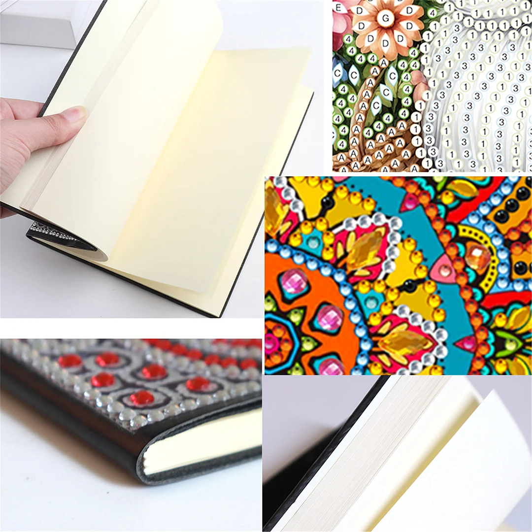 DIY Flower Diamond Painting Journals Notebooks 50 Pages A5 No Lines Special Shaped Diamond Art Kits for Beginners Craft Lovers and Artists (Mandala)